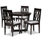 Julie Modern and Contemporary Grey Fabric Upholstered and Dark Brown Finished Wood 5-Piece Dining Set FredCo