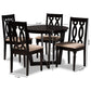 Julie Modern and Contemporary Sand Fabric Upholstered and Dark Brown Finished Wood 5-Piece Dining Set FredCo