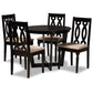 Julie Modern and Contemporary Sand Fabric Upholstered and Dark Brown Finished Wood 5-Piece Dining Set FredCo