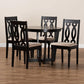 Julie Modern and Contemporary Sand Fabric Upholstered and Dark Brown Finished Wood 5-Piece Dining Set FredCo