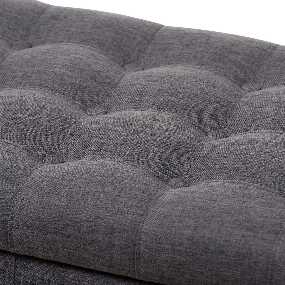 Kaylee Modern Classic Dark Grey Fabric Upholstered Button-Tufting ...