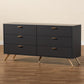 Kelson Modern and Contemporary Dark Grey and Gold Finished Wood 6-Drawer Dresser FredCo