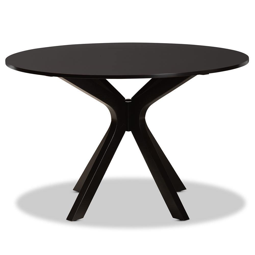 Kenji Modern and Contemporary Dark Brown Finished 48-Inch-Wide Round Wood Dining Table FredCo