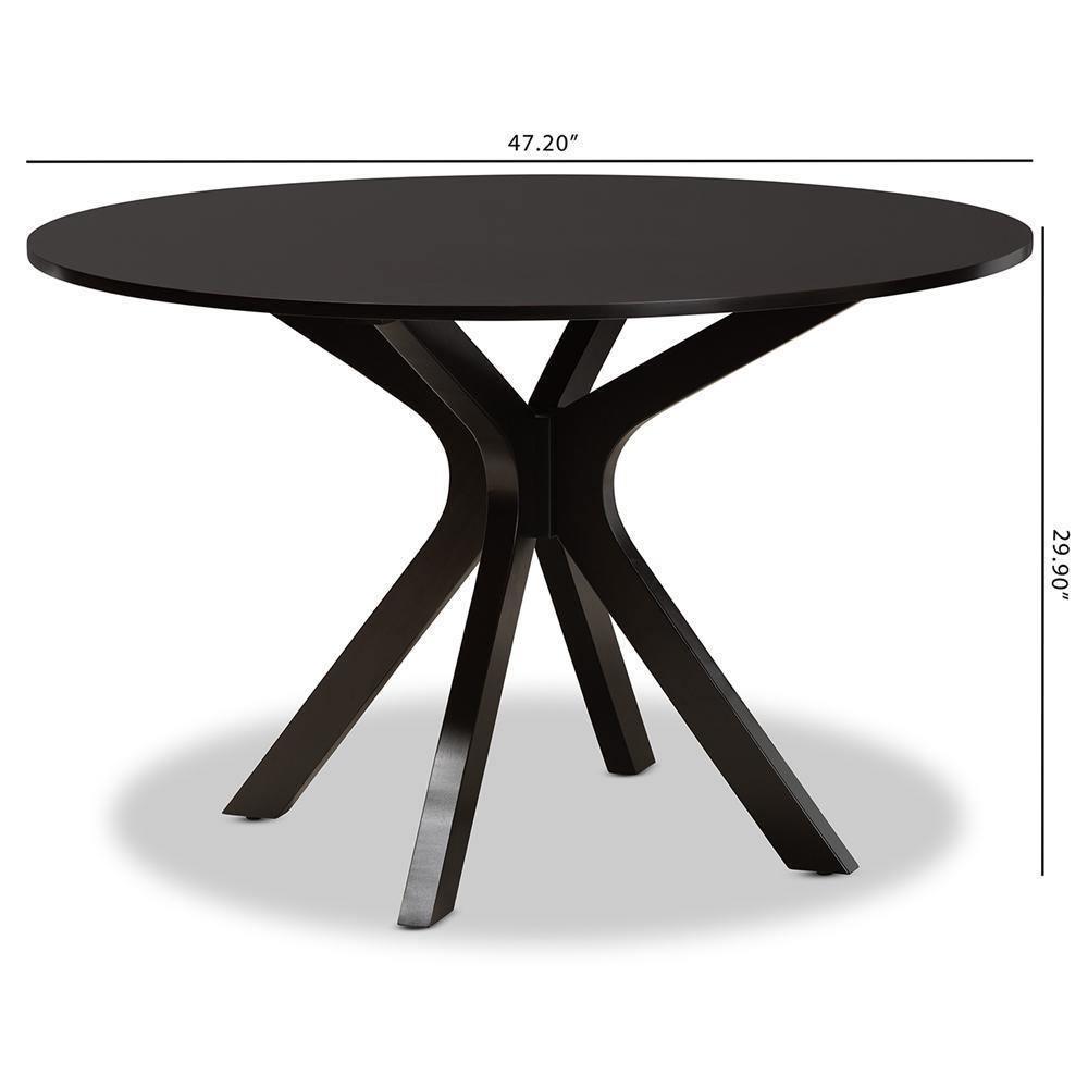 Kenji Modern and Contemporary Dark Brown Finished 48-Inch-Wide Round Wood Dining Table FredCo