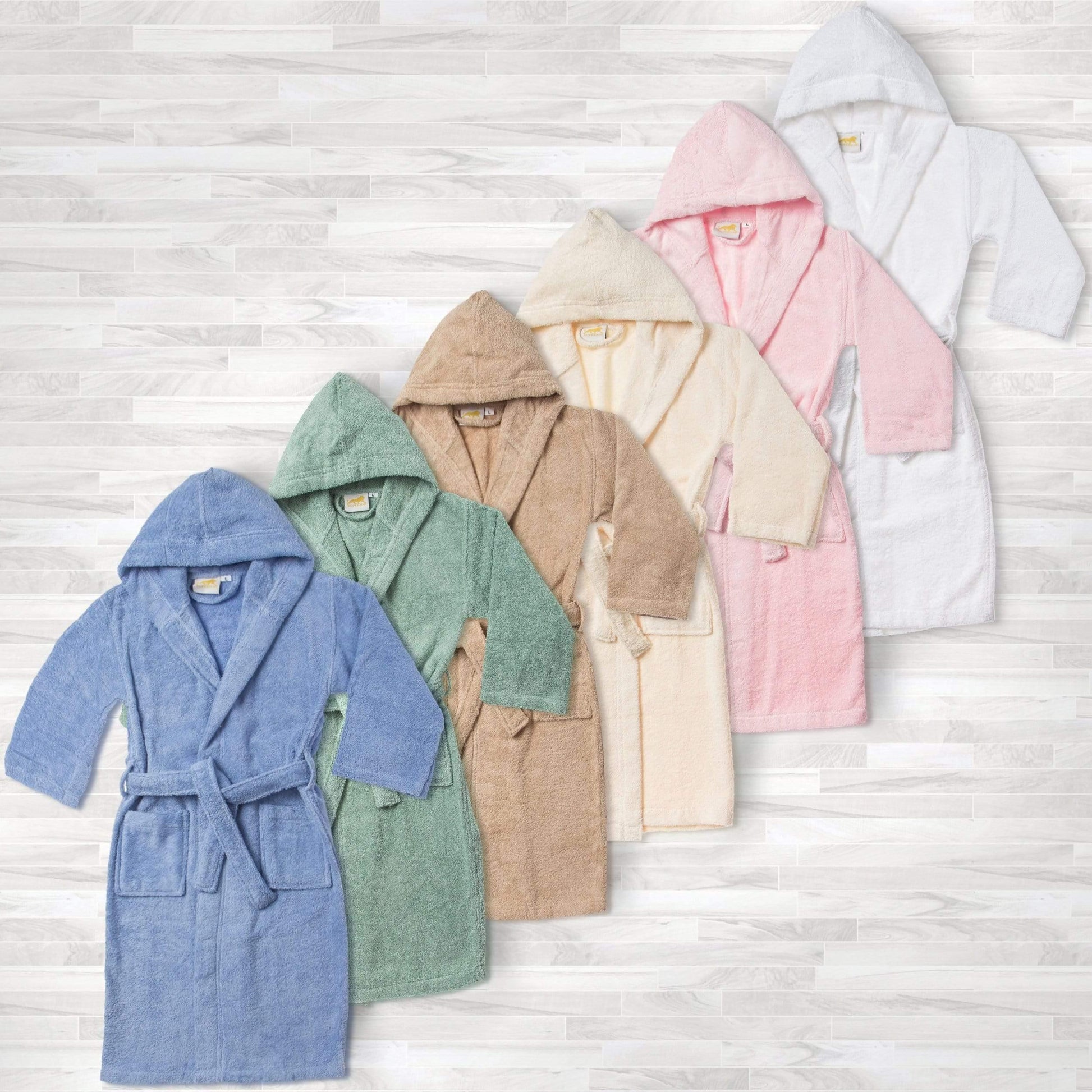 Kids' Hooded Long Staple Combed Cotton Terry Unisex Solid Bath Robe FredCo