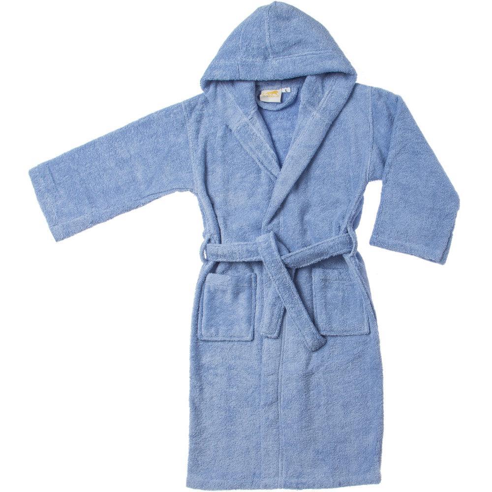 Kids' Hooded Long Staple Combed Cotton Terry Unisex Solid Bath Robe FredCo