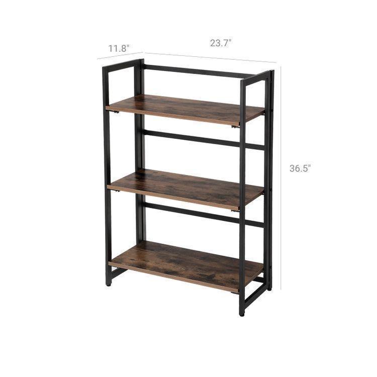 Ladder Shelf Bookcase Rustic Brown FredCo