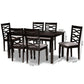 Lanier Modern and Contemporary Grey Fabric Upholstered and Dark Brown Finished Wood 7-Piece Dining Set FredCo