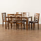 Lanier Modern and Contemporary Grey Fabric Upholstered and Walnut Brown Finished Wood 7-Piece Dining Set FredCo