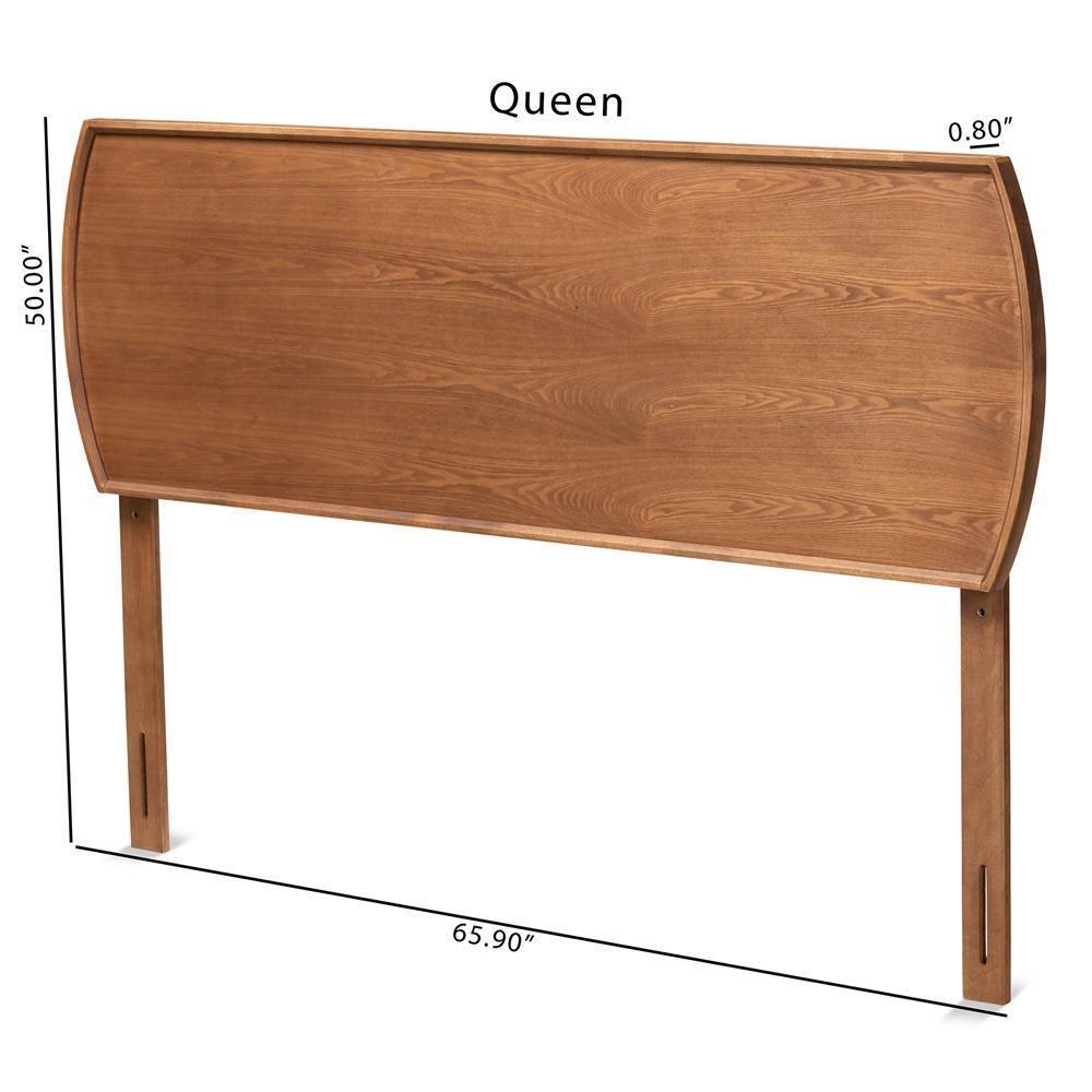 Laurien Mid-Century Modern Ash Walnut Finished Wood Queen Size Headboard FredCo