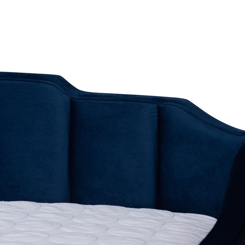 Lennon Modern and Contemporary Navy Blue Velvet Fabric Upholstered Full Size Daybed with Trundle FredCo