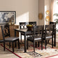 Lenoir Modern and Contemporary Grey Fabric Upholstered Espresso Brown Finished Wood 7-Piece Dining Set FredCo