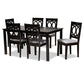 Lenoir Modern and Contemporary Grey Fabric Upholstered Espresso Brown Finished Wood 7-Piece Dining Set FredCo