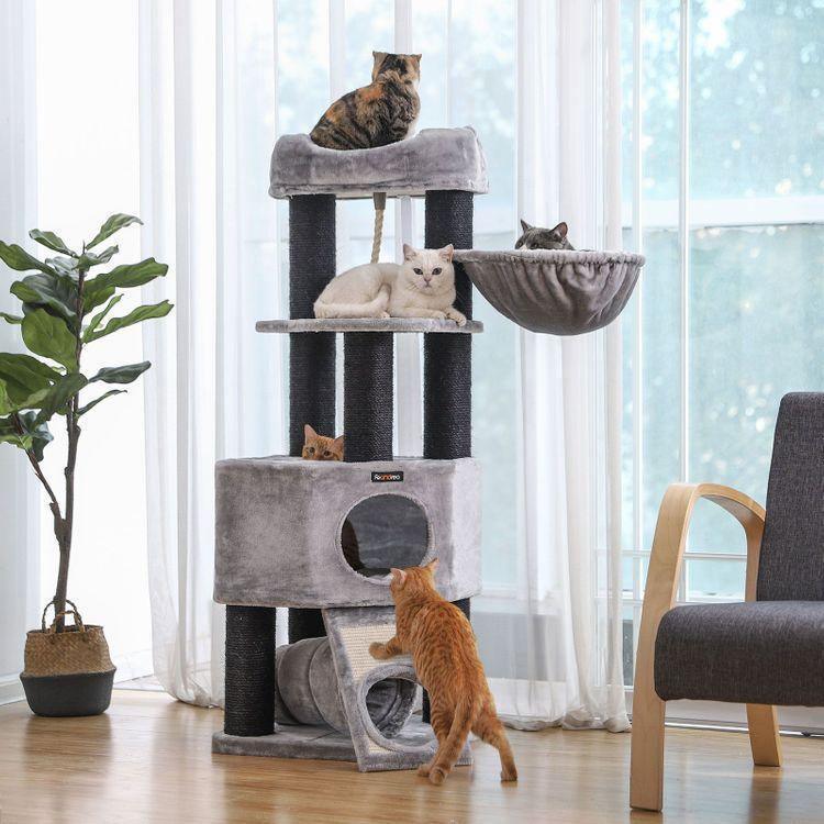 Light Grey Cat Tree 55" High FredCo