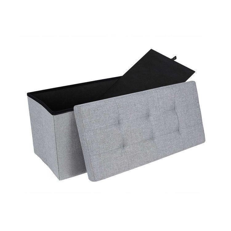 Linen Fabric Storage Ottoman FredCo