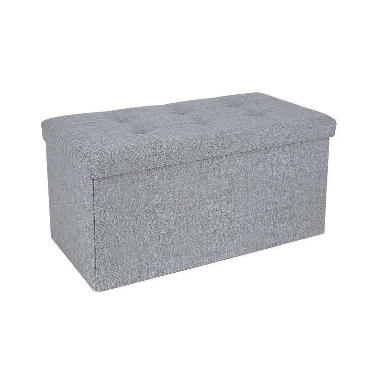 Linen Fabric Storage Ottoman FredCo