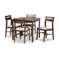 Lovy Modern and Contemporary Beige Fabric Upholstered Dark Walnut-Finished 5-Piece Wood Dining Set FredCo