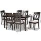 Lucie Modern and Contemporary Grey Fabric Upholstered and Dark Brown Finished Wood 7-Piece Dining Set FredCo