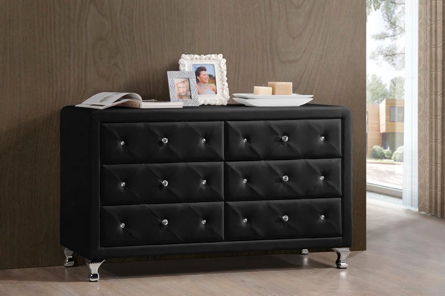 Black upholstered deals dresser