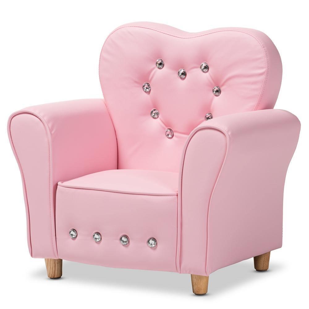 Mabel Modern and Contemporary Pink Faux Leather Kids Armchair FredCo