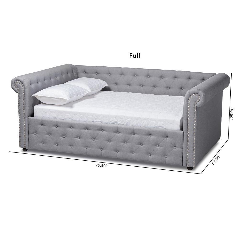 Mabelle Modern and Contemporary Gray Fabric Upholstered Queen Size Daybed FredCo