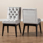 Makar Modern Transitional Light Grey Fabric Upholstered and Walnut Brown Finished Wood 2-Piece Dining Chair Set FredCo