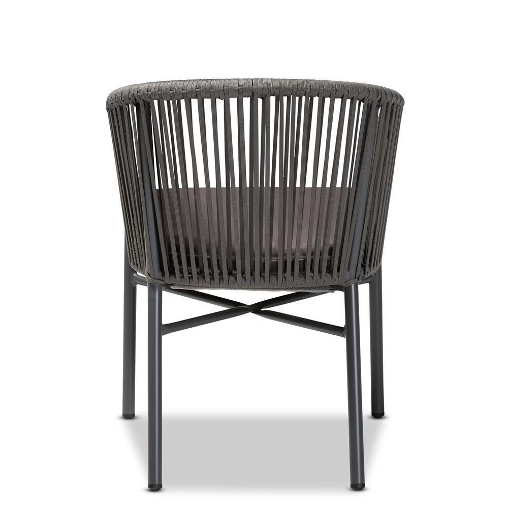 Marcus Modern and Contemporary Grey Finished Rope and Metal Outdoor Dining Chair FredCo