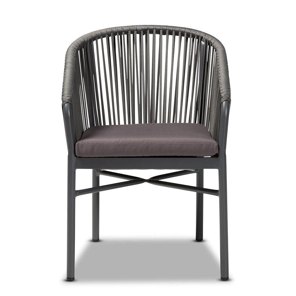 Marcus Modern and Contemporary Grey Finished Rope and Metal Outdoor Dining Chair FredCo