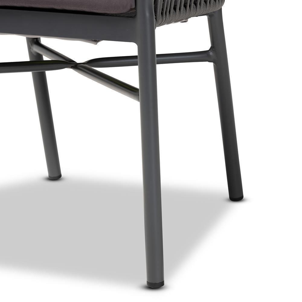 Marcus Modern and Contemporary Grey Finished Rope and Metal Outdoor Dining Chair FredCo