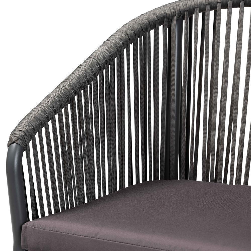 Marcus Modern and Contemporary Grey Finished Rope and Metal Outdoor Dining Chair FredCo