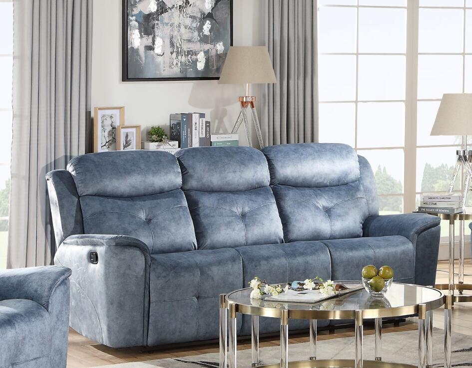 Mariana Sofa (Motion) Silver Blue Fabric FredCo