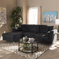 Mireille Modern and Contemporary Dark Grey Fabric Upholstered Sectional Sofa FredCo