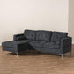 Mireille Modern and Contemporary Dark Grey Fabric Upholstered Sectional Sofa FredCo