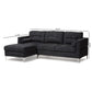 Mireille Modern and Contemporary Dark Grey Fabric Upholstered Sectional Sofa FredCo