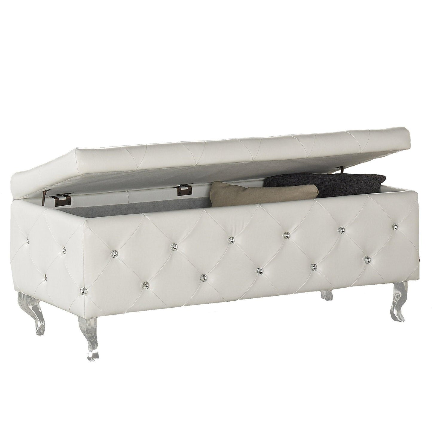 MONIQUE Rectangular Storage Ottoman White FredCo