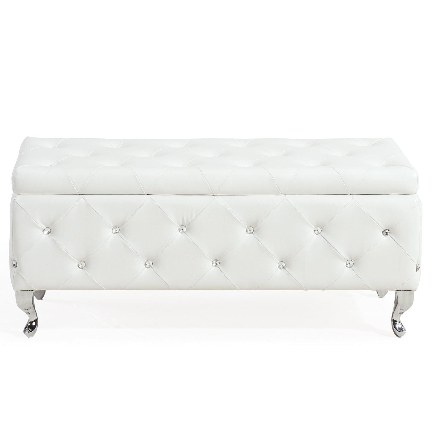 MONIQUE Rectangular Storage Ottoman White FredCo