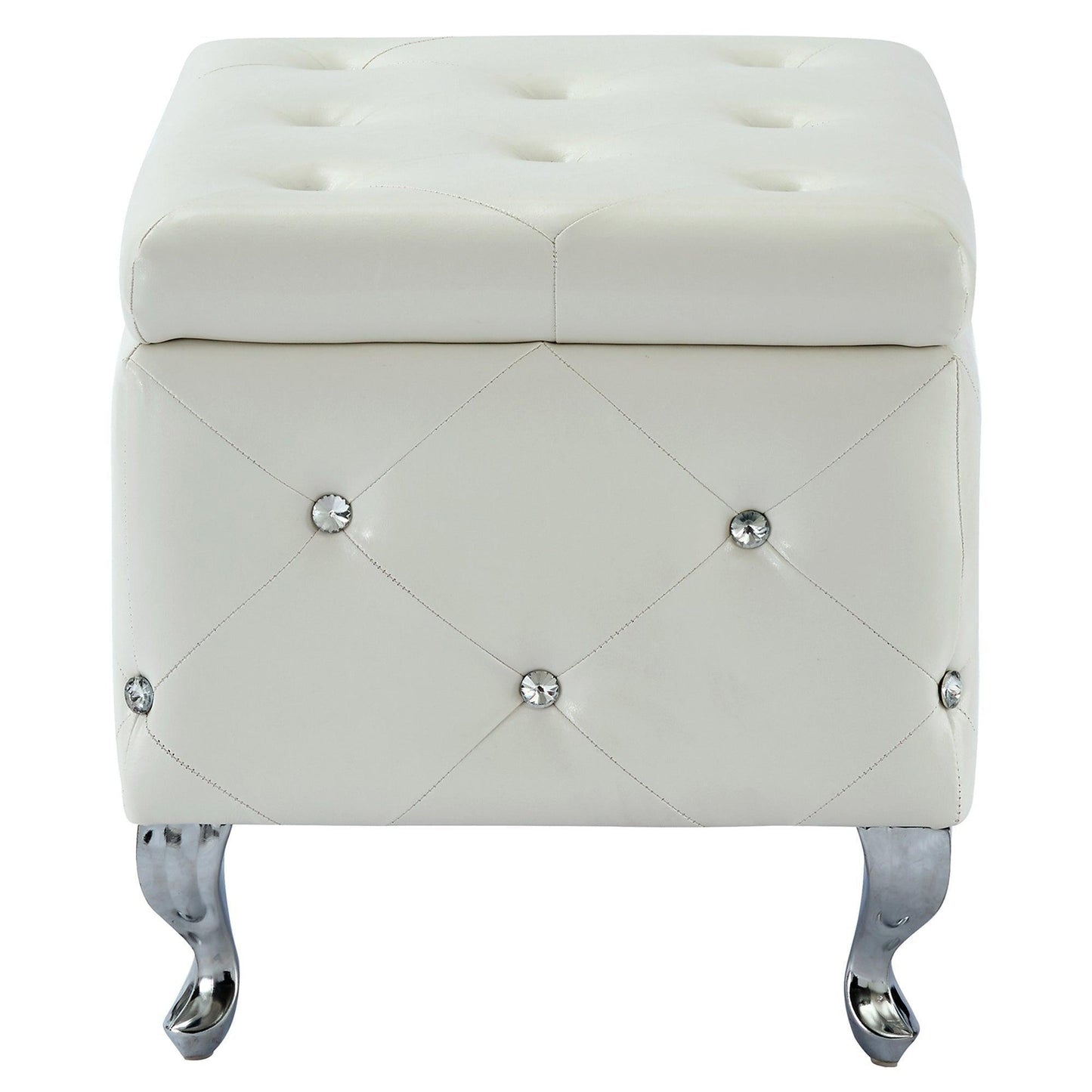 MONIQUE Rectangular Storage Ottoman White FredCo