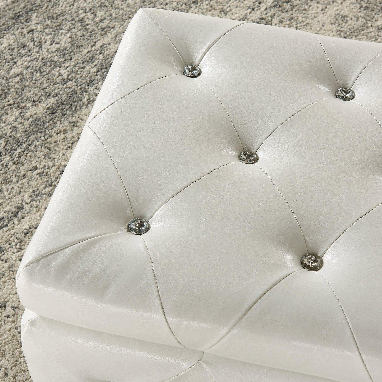 MONIQUE Rectangular Storage Ottoman White FredCo