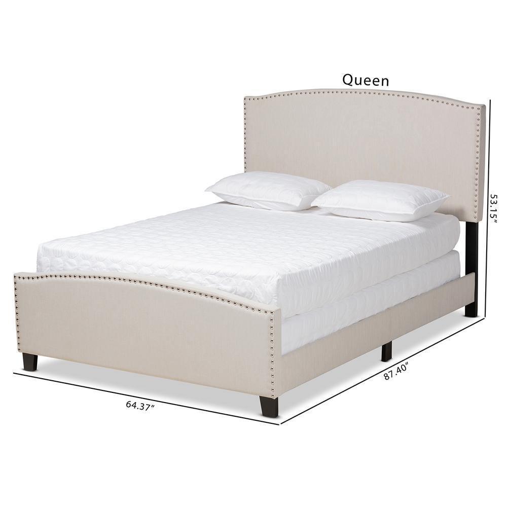 Morgan Modern Transitional Beige Fabric Upholstered King Size Panel Bed FredCo