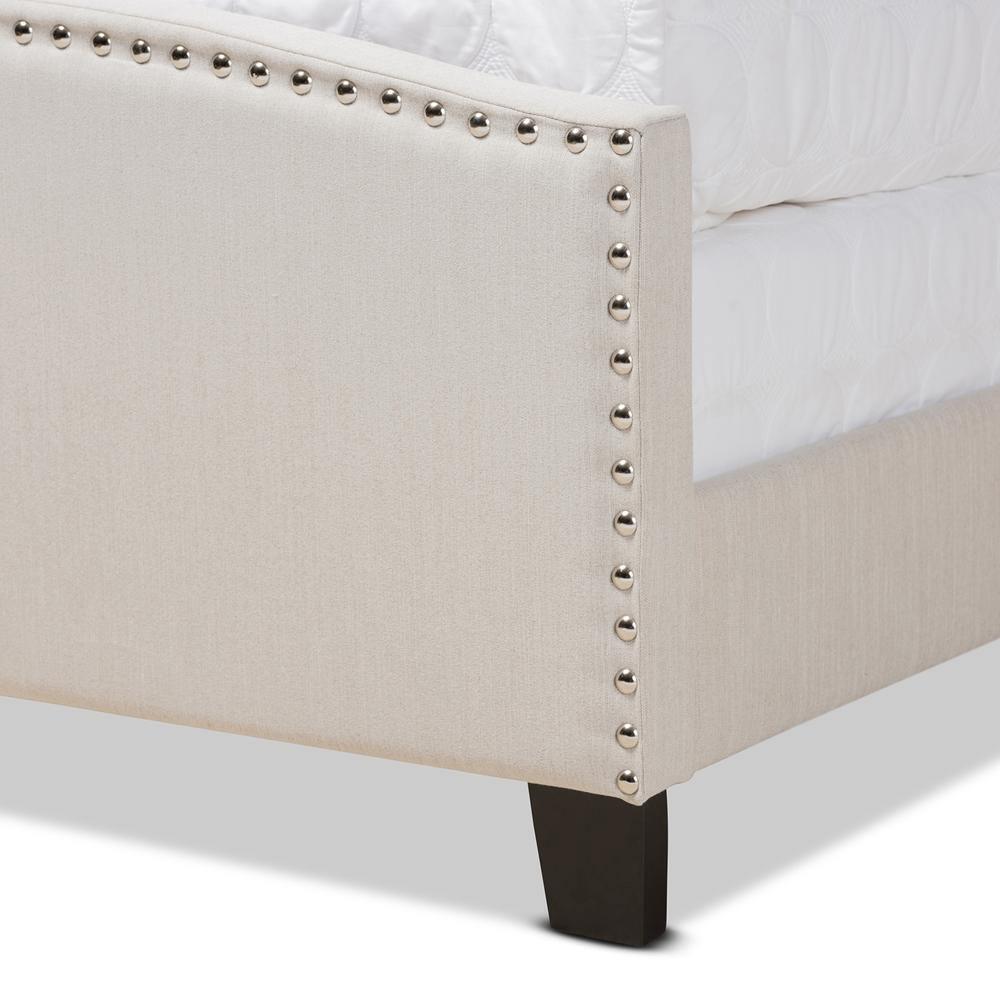 Morgan Modern Transitional Beige Fabric Upholstered King Size Panel Bed FredCo