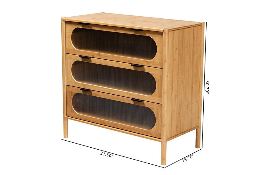 Natural Wooden Storage Cabinet with Drawers