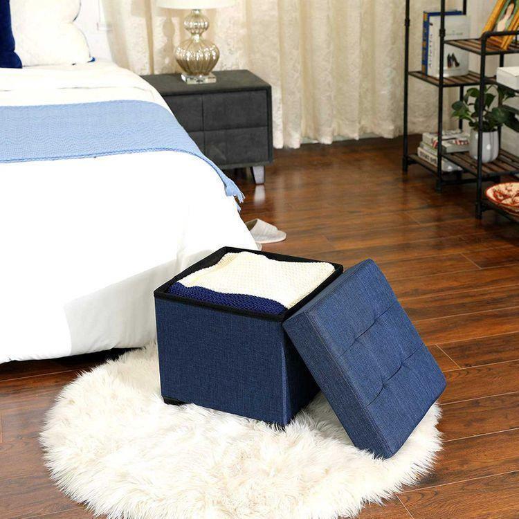 Navy Blue Storage Ottoman FredCo