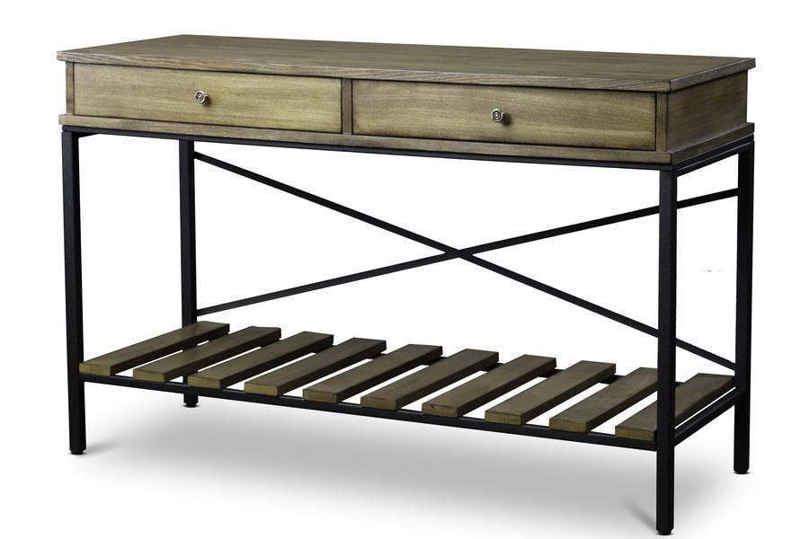 Newcastle Wood and Metal Console Table-Criss-Cross FredCo