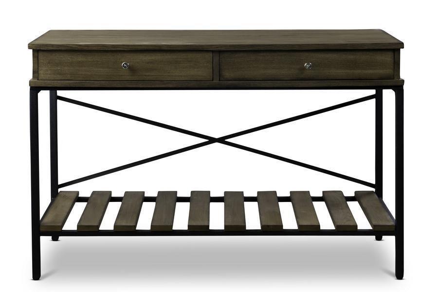 Newcastle Wood and Metal Console Table-Criss-Cross FredCo