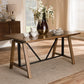 Nico Rustic Industrial Metal and Distressed Wood Adjustable Height Work Table FredCo