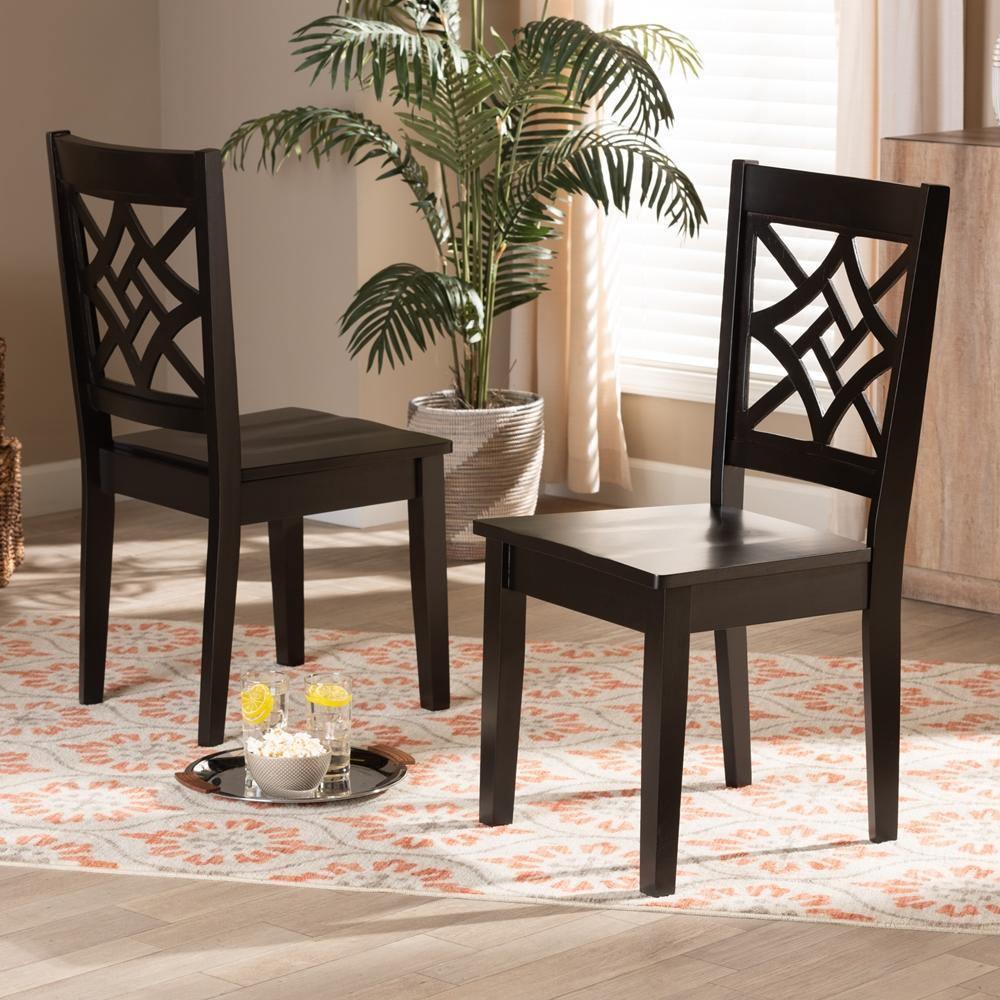 Nicolette Modern and Contemporary Dark Brown Finished Wood 2-Piece Dining Chair Set FredCo