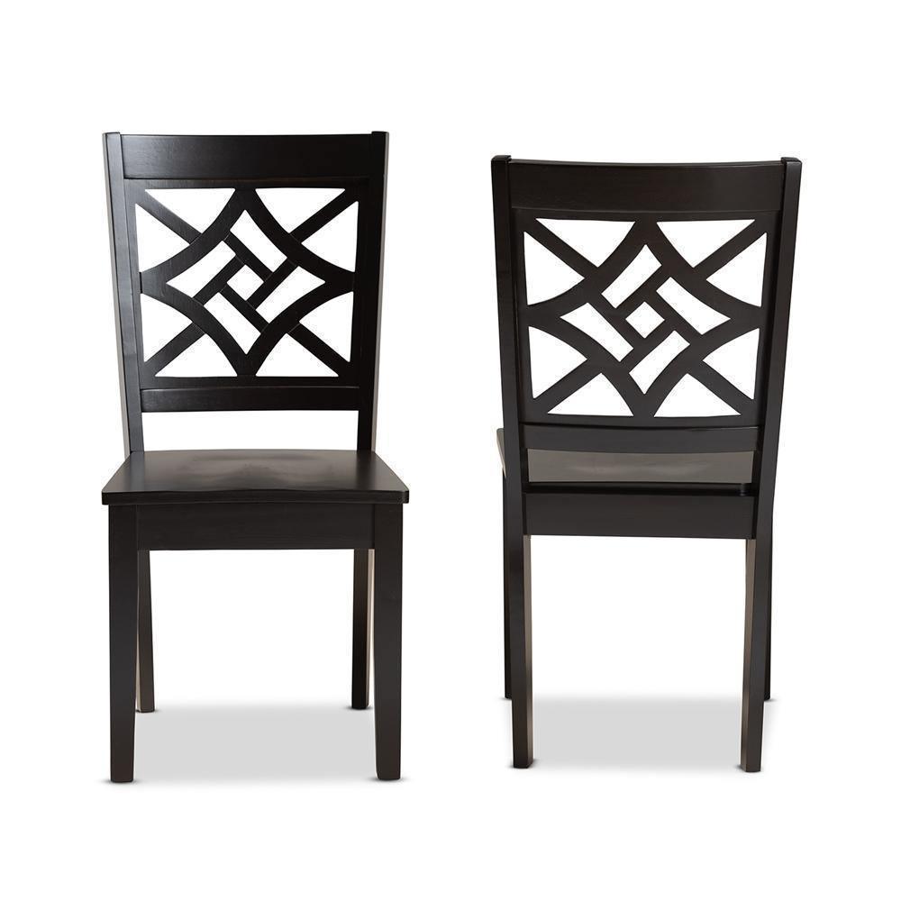 Nicolette Modern and Contemporary Dark Brown Finished Wood 2-Piece Dining Chair Set FredCo