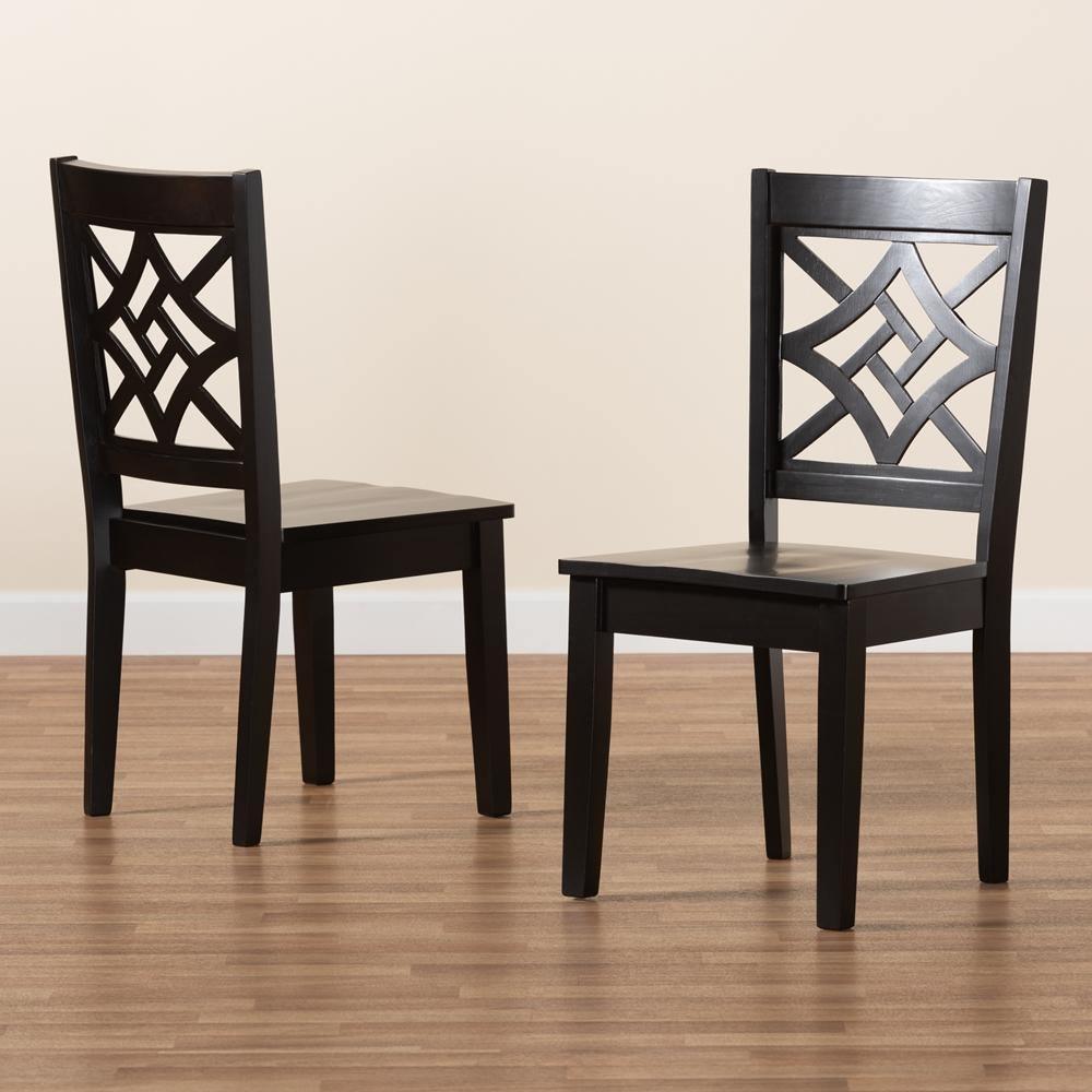 Nicolette Modern and Contemporary Dark Brown Finished Wood 2-Piece Dining Chair Set FredCo