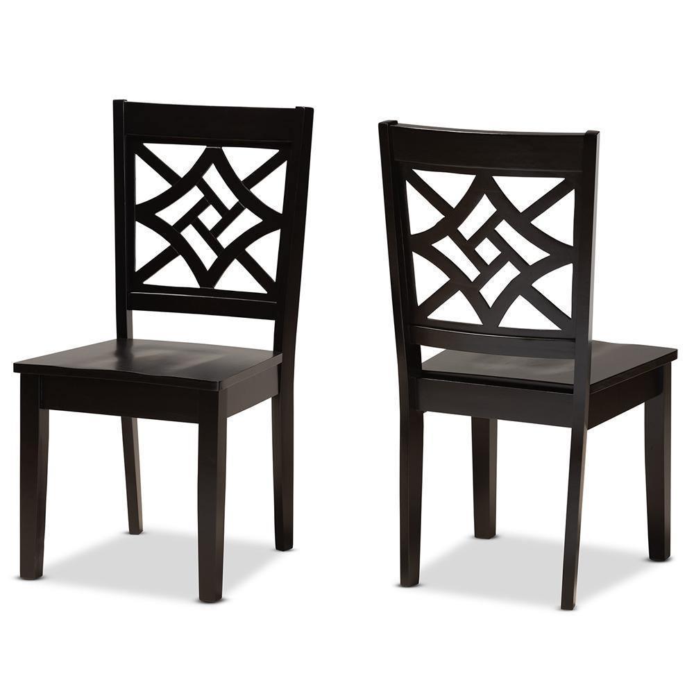 Nicolette Modern and Contemporary Dark Brown Finished Wood 2-Piece Dining Chair Set FredCo