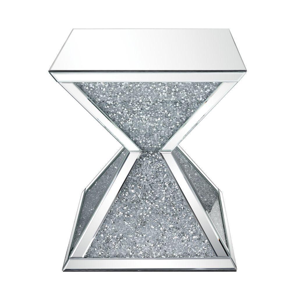 Noralie End Table Mirrored & Faux Diamonds FredCo